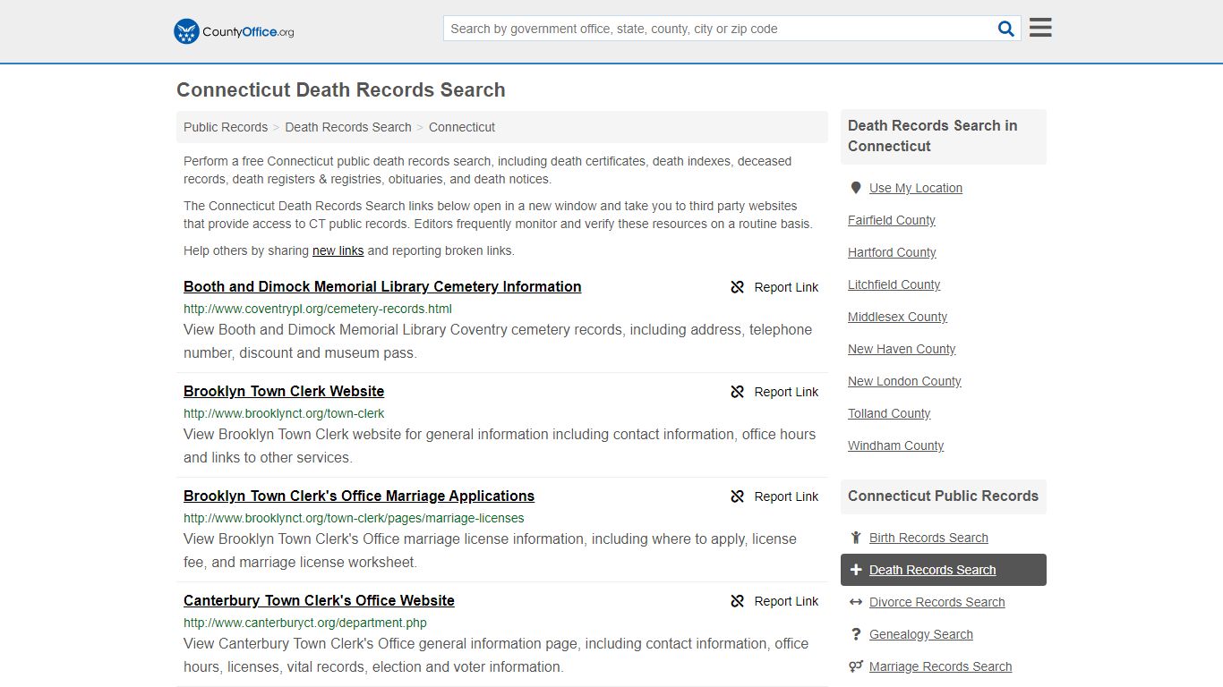 Death Records Search - Connecticut (Death Certificates ...