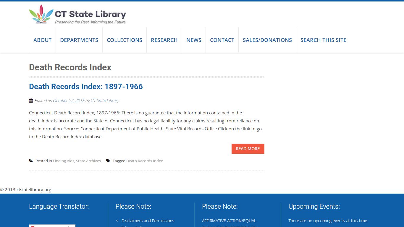 Death Records Index – Connecticut State Library